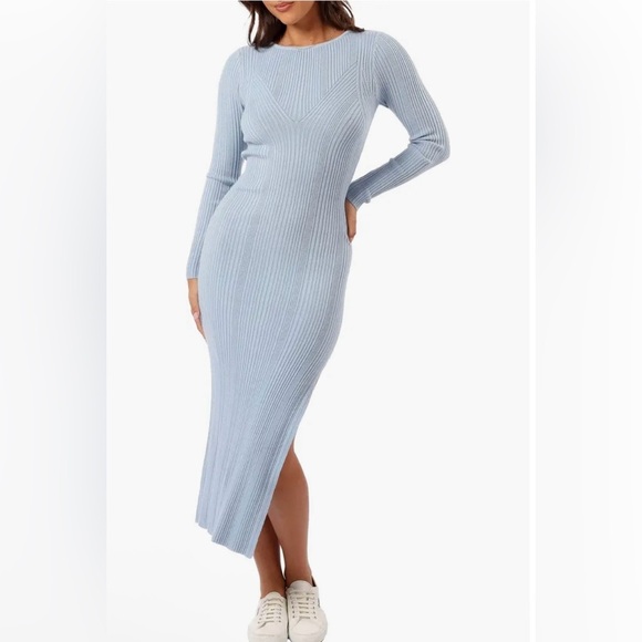 Petal & pup Mattie Long Sleeve Rib sweater Maxi Dress blue size medium/large - Picture 1 of 2